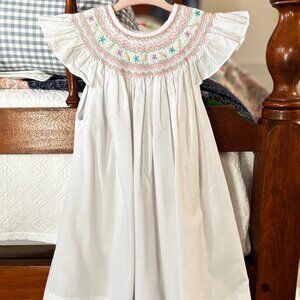 EASTER ROSALINA COLLECTIONS ENGLISH SMOCKED BISHOP DRESS WITH ANGEL SLEEVES